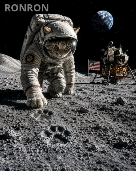 Apollo Miaou – Le Premier Pas du Chat sur la Lune