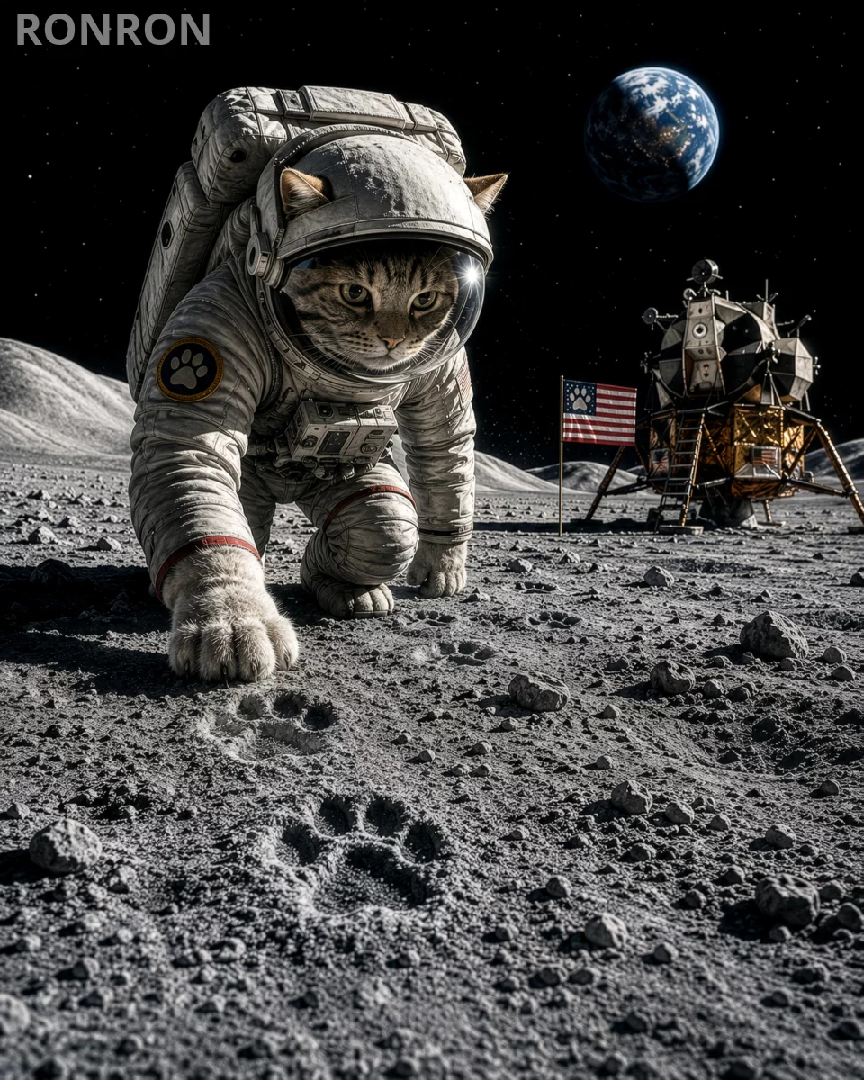 Apollo Miaou – Le Premier Pas du Chat sur la Lune